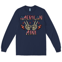 Navy american mini Long Sleeve Tee - CowhideDigitalArt