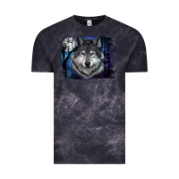 Cloud Black wolf and full moon Vintage Tee - RanaPortraitStore