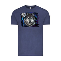 Vintage Denim wolf and full moon Vintage Tee - RanaPortraitStore