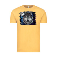 Vintage Mustard wolf and full moon Vintage Tee - RanaPortraitStore