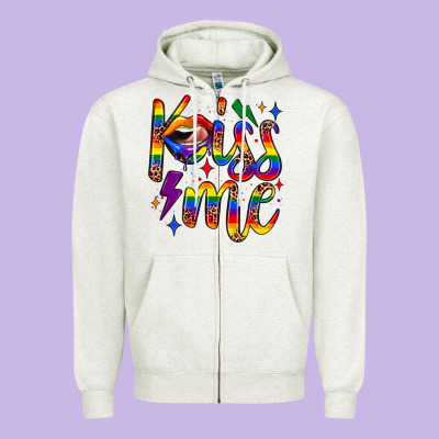 Kiss Me Zipper Hoodie Designed By Jahusdesignshop