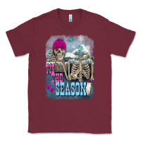 Burgundy Winter tis the season skeleton Classic Tee - FaDigitalArtStudio