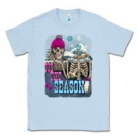 Dusty Blue Winter tis the season skeleton Classic Tee - FaDigitalArtStudio
