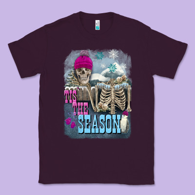 Winter Tis The Season Skeleton Classic Tee Designed By Fadigitalartstudio