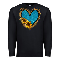 Black Gold Glitter Sunflower Blue Heart Premium Sweatshirt - Jasminsmagicworld