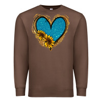 Chestnut Gold Glitter Sunflower Blue Heart Premium Sweatshirt - Jasminsmagicworld