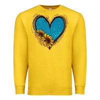 Lemon Gold Glitter Sunflower Blue Heart Premium Sweatshirt - Jasminsmagicworld