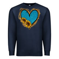 Navy Gold Glitter Sunflower Blue Heart Premium Sweatshirt - Jasminsmagicworld