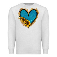 Oatmeal Heather Gold Glitter Sunflower Blue Heart Premium Sweatshirt - Jasminsmagicworld