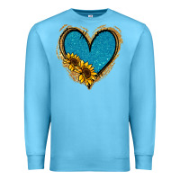 Ocean Blue Gold Glitter Sunflower Blue Heart Premium Sweatshirt - Jasminsmagicworld