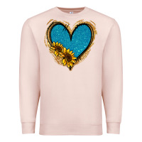 Pale Pink Gold Glitter Sunflower Blue Heart Premium Sweatshirt - Jasminsmagicworld