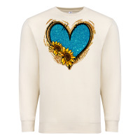 Sandshell Gold Glitter Sunflower Blue Heart Premium Sweatshirt - Jasminsmagicworld