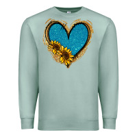 Seafoam Gold Glitter Sunflower Blue Heart Premium Sweatshirt - Jasminsmagicworld