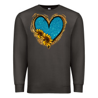 Smoke Gold Glitter Sunflower Blue Heart Premium Sweatshirt - Jasminsmagicworld