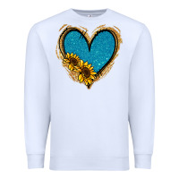 White Gold Glitter Sunflower Blue Heart Premium Sweatshirt - Jasminsmagicworld