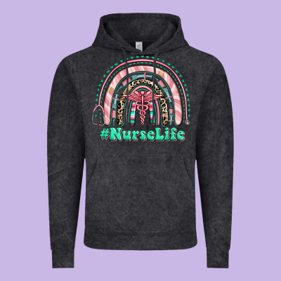 Nurse Life Rainbow Vintage Hoodie Designed By Ranaportraitstore