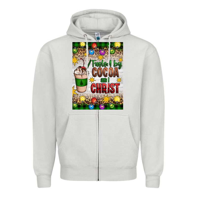 Christmas Fueled By Cocoa And Christ Zipper Hoodie by Artiststas | Teevron