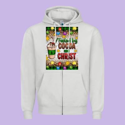 Christmas Fueled By Cocoa And Christ Zipper Hoodie Designed By Artiststas