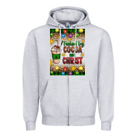 Heather Grey christmas fueled by cocoa and christ Zipper Hoodie - Artiststas