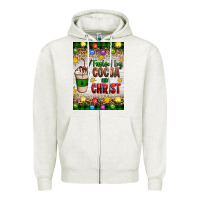 Oatmeal Heather christmas fueled by cocoa and christ Zipper Hoodie - Artiststas