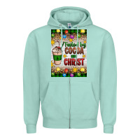 Seafoam christmas fueled by cocoa and christ Zipper Hoodie - Artiststas