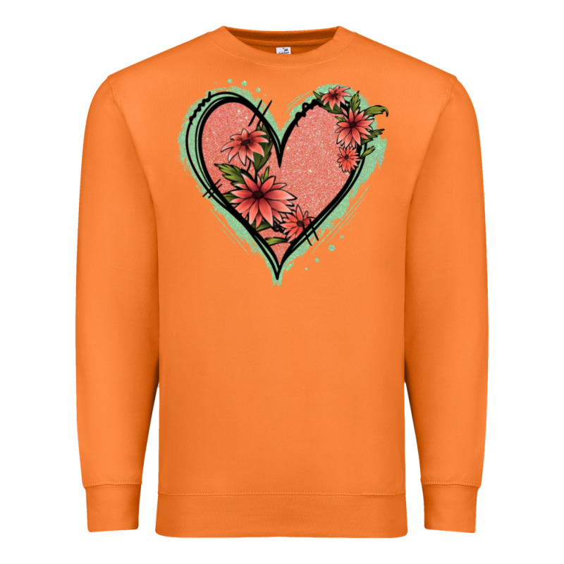 Pink Glitter Floral Heart Premium Sweatshirt by Jasminsmagicworld | Teevron