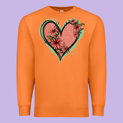 Pink Glitter Floral Heart Premium Sweatshirt Designed By Jasminsmagicworld