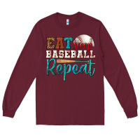 Burgundy eat sleep baseball repeat Long Sleeve Tee - HRA Design Shop
