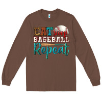 Chestnut eat sleep baseball repeat Long Sleeve Tee - HRA Design Shop