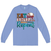 Colony Blue eat sleep baseball repeat Long Sleeve Tee - HRA Design Shop