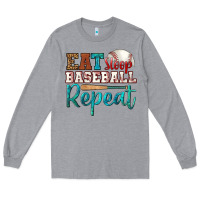 Heather Grey eat sleep baseball repeat Long Sleeve Tee - HRA Design Shop