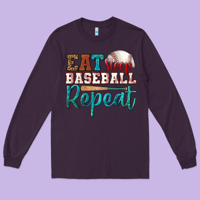 Eat Sleep Baseball Repeat Long Sleeve Tee Designed By Hra Design Shop