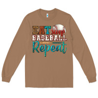 Toasted Coconut eat sleep baseball repeat Long Sleeve Tee - HRA Design Shop