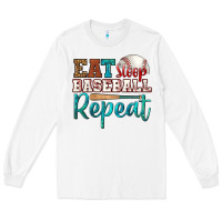 White eat sleep baseball repeat Long Sleeve Tee - HRA Design Shop