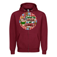 Burgundy christmas fueled by cocoa and christ ornament Zipper Hoodie - Artiststas