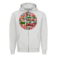 Dove Grey christmas fueled by cocoa and christ ornament Zipper Hoodie - Artiststas