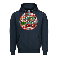 Navy christmas fueled by cocoa and christ ornament Zipper Hoodie - Artiststas