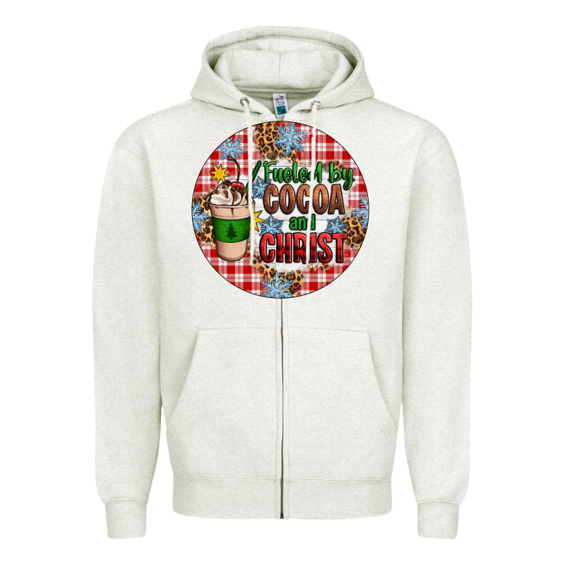 Christmas Fueled By Cocoa And Christ Ornament Zipper Hoodie by Artiststas | Teevron
