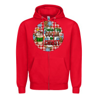 Red christmas fueled by cocoa and christ ornament Zipper Hoodie - Artiststas