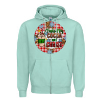 Seafoam christmas fueled by cocoa and christ ornament Zipper Hoodie - Artiststas