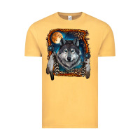 Vintage Mustard wolf and feathers Vintage Tee - RanaPortraitStore