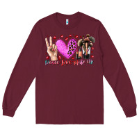 Burgundy peace love makeup Long Sleeve Tee - RacoonDesign