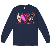 Navy peace love makeup Long Sleeve Tee - RacoonDesign