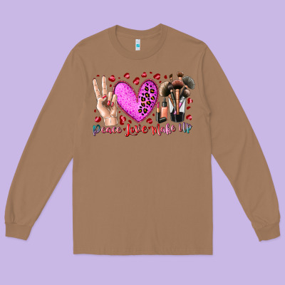 Peace Love Makeup Long Sleeve Tee Designed By Racoondesign