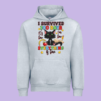 I Survived 100 Days It's Fine I'm Fine Urban Hoodie Designed By Artiststas