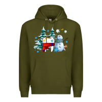 Army Green dental christmas teeth and winter with snowman Premium Hoodie - AdoDesignShop