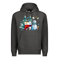 Charcoal Heather dental christmas teeth and winter with snowman Premium Hoodie - AdoDesignShop