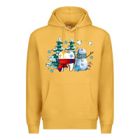 Mustard dental christmas teeth and winter with snowman Premium Hoodie - AdoDesignShop