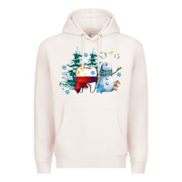 Pale Pink dental christmas teeth and winter with snowman Premium Hoodie - AdoDesignShop