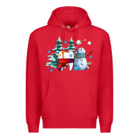 Red dental christmas teeth and winter with snowman Premium Hoodie - AdoDesignShop